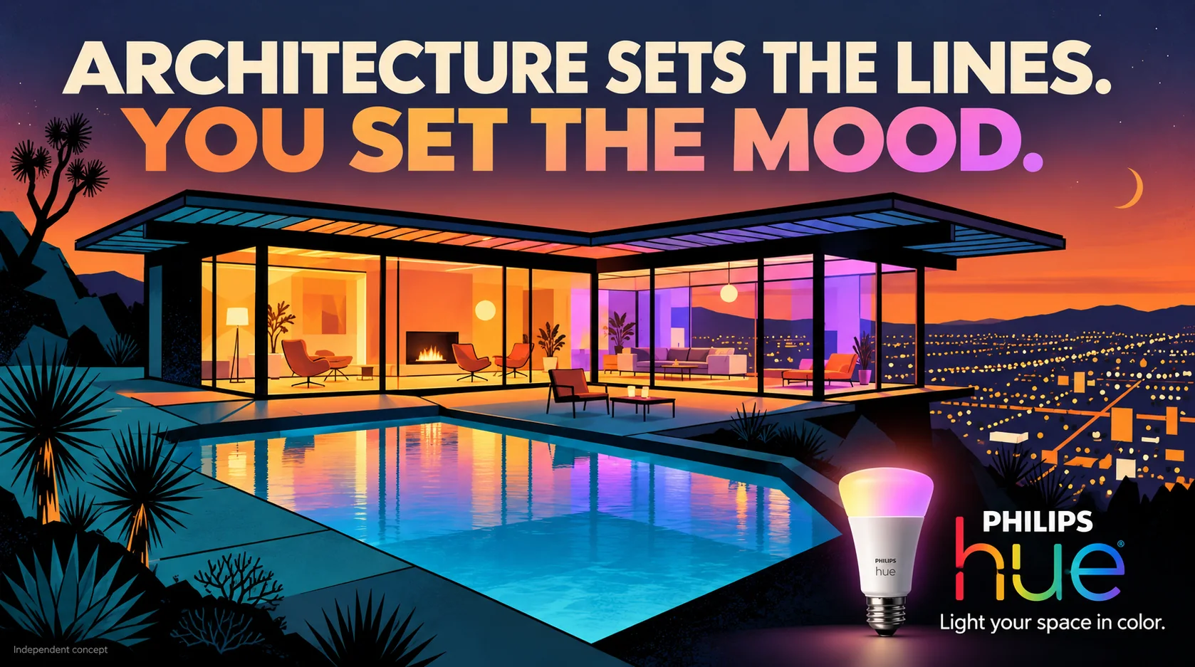 Architecture Sets the Lines. You Set the Mood., Print ad / OOH for Philips Hue