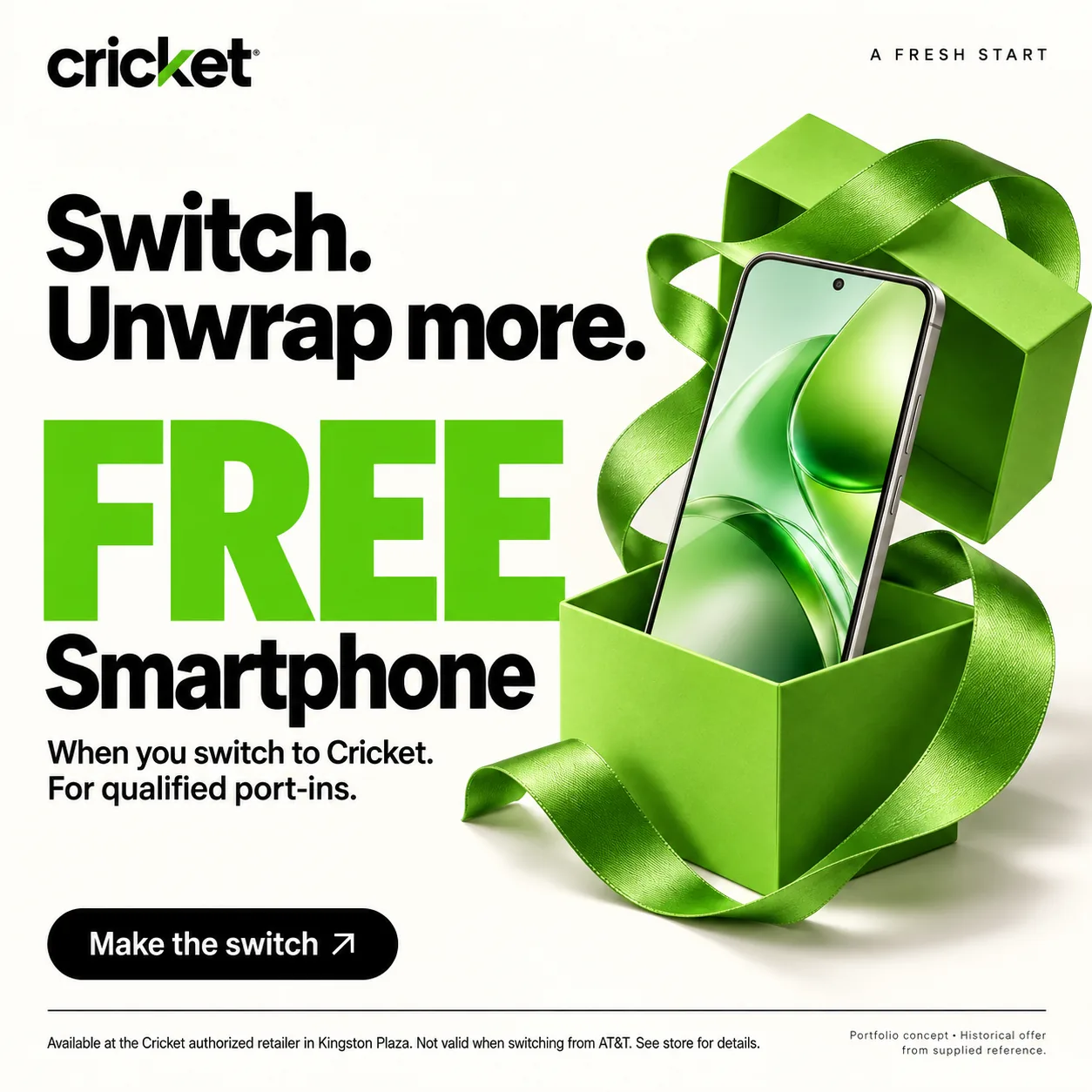 Switch. Unwrap more. — Cricket Wireless · Free smartphone