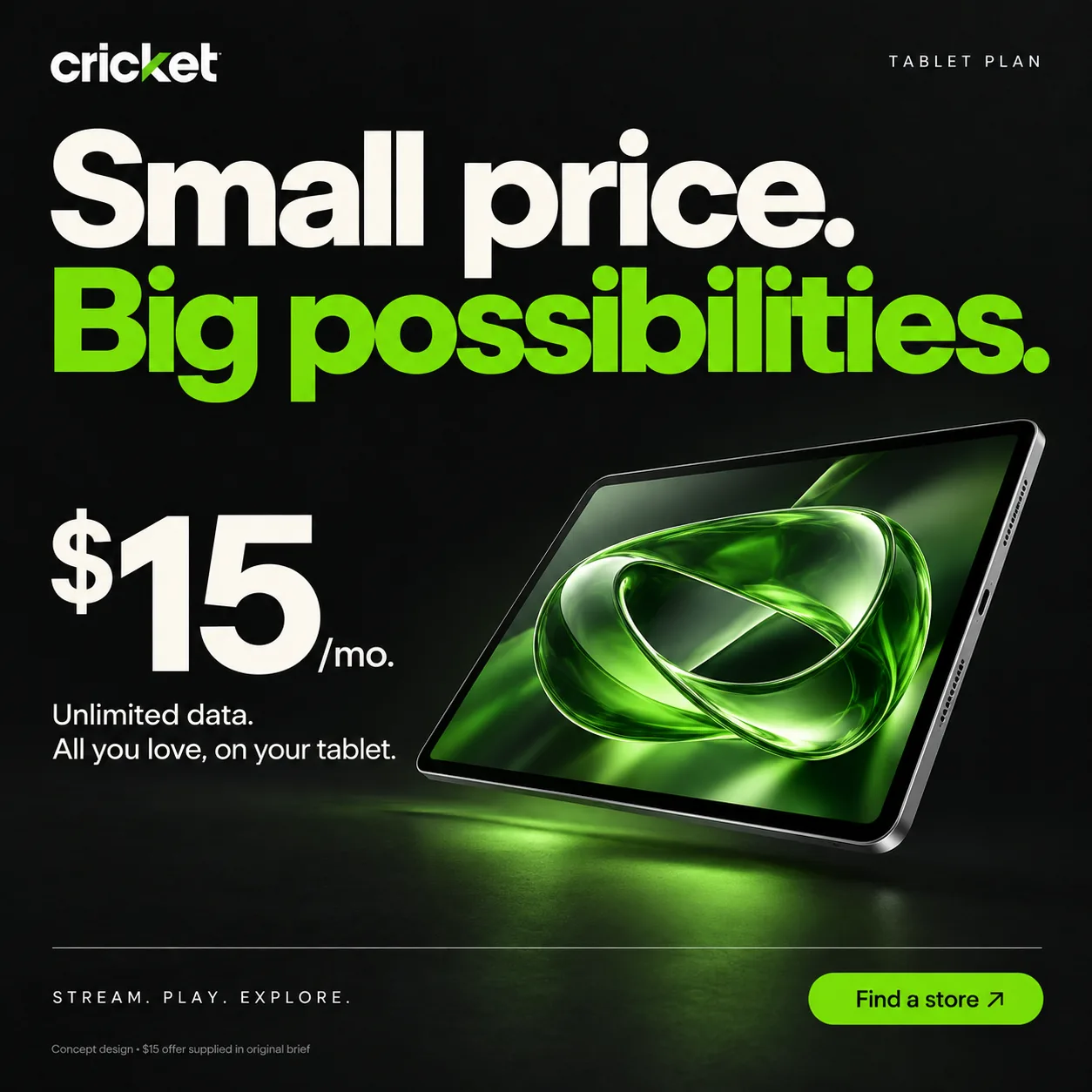 Small price. Big possibilities. — Cricket Wireless · Tablet plan