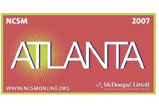 Original NCSM Atlanta 2007 conference banner for McDougal Littell in red and white, archive file