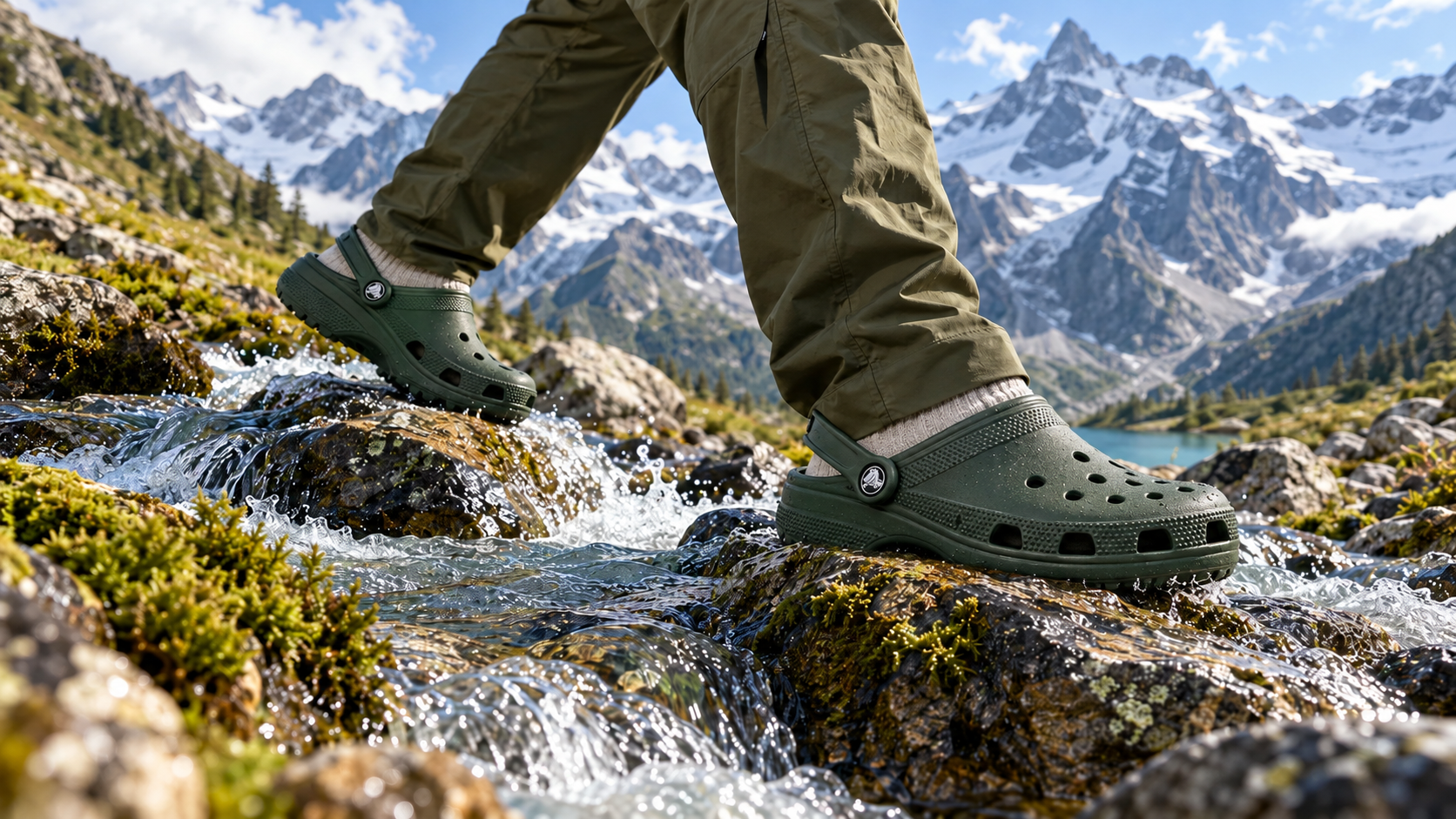 Crocs concept supporting image: Study: clogs in an alpine stream.