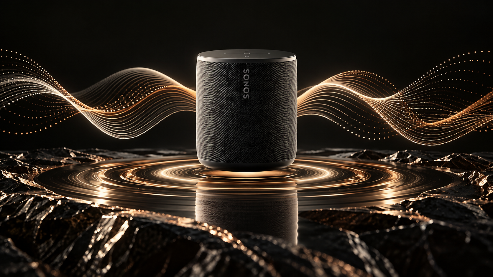 Sonos concept supporting image: Study: the speaker over cobalt ripples.