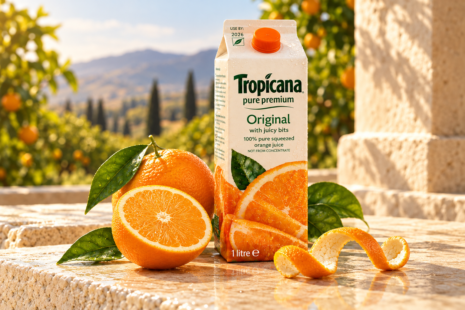 Tropicana Pure Premium project supporting image: Product study: the carton in warm morning still life.