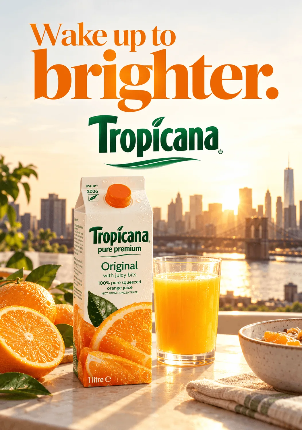 Wake up to brighter. — Tropicana · Pure Premium
